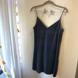 NWT A&F blue velvet slip dress lace M